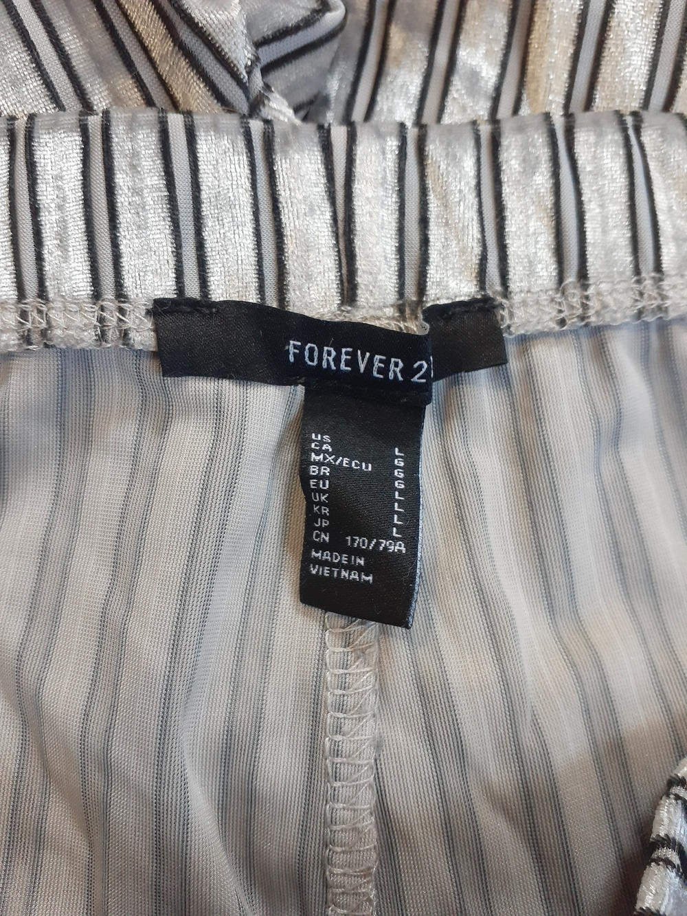 Forever 21 Silver and Black Striped Velvet Flare Leggings - Picture 2 of 4